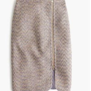 J. CREW Metallic Thread Tweed Pencil Skirt with Gold Zipper Accent